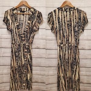 BCBGMaxAzria Multicolor Wrap Dress, Size L